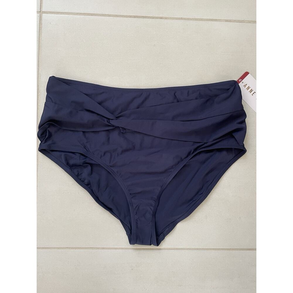 Anne Cole Swim Bikini Bottom High Waist Blue Swimwear